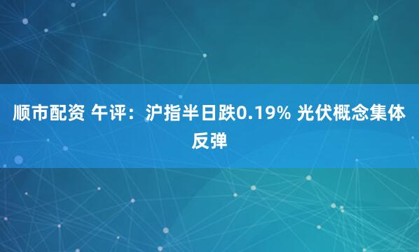 顺市配资 午评：沪指半日跌0.19% 光伏概念集体反弹