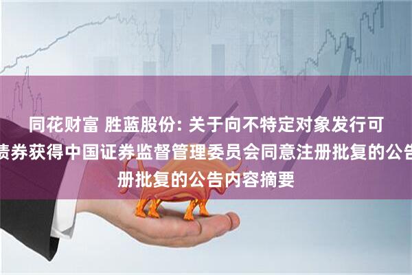 同花财富 胜蓝股份: 关于向不特定对象发行可转换公司债券获得中国证券监督管理委员会同意注册批复的公告内容摘要