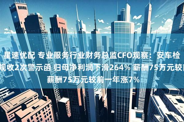 星速优配 专业服务行业财务总监CFO观察：安车检测李云彬违规收2次警示函 归母净利润下滑264% 薪酬75万元较前一年涨7%
