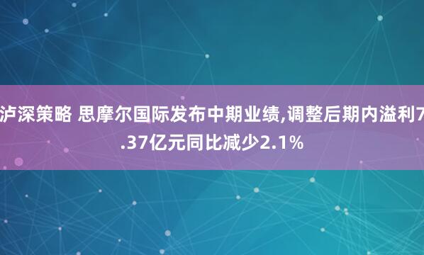 泸深策略 思摩尔国际发布中期业绩,调整后期内溢利7.37亿元同比减少2.1%