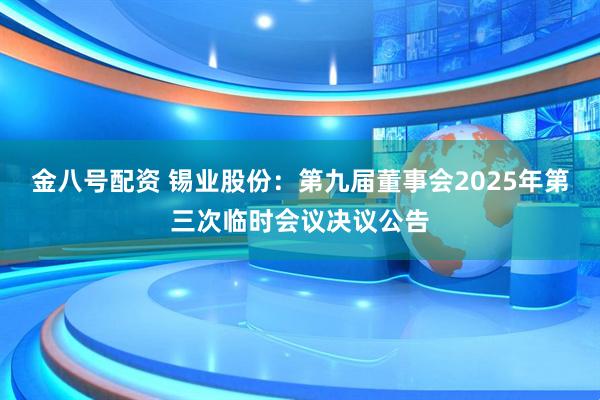 金八号配资 锡业股份：第九届董事会2025年第三次临时会议决议公告